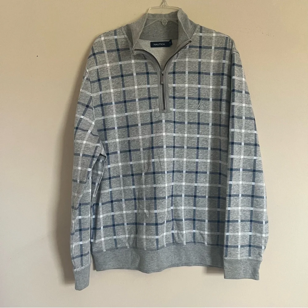 Vintage Nautica Sailing Gear Gray Checkered Sweatshirt Nautica Crewneck Size XL - Picture 3 of 12